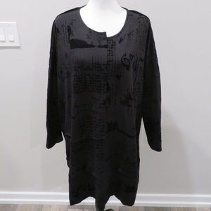 Wendy Trendy Black Long Sleeve Velvet Burnout Tunic